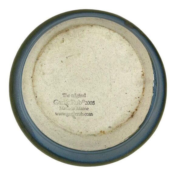 Handmade Pottery The Original Garlic Rub Plate 2008 Maine Studio Blue Glaze - Picture 5 of 8